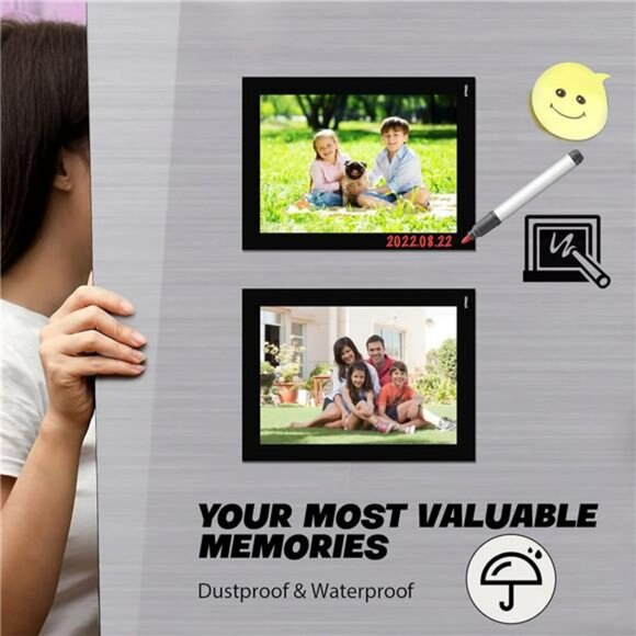 Magnetic 4x6 picture frame set of 10 black border fridge photo holder display - Picture 4 of 7